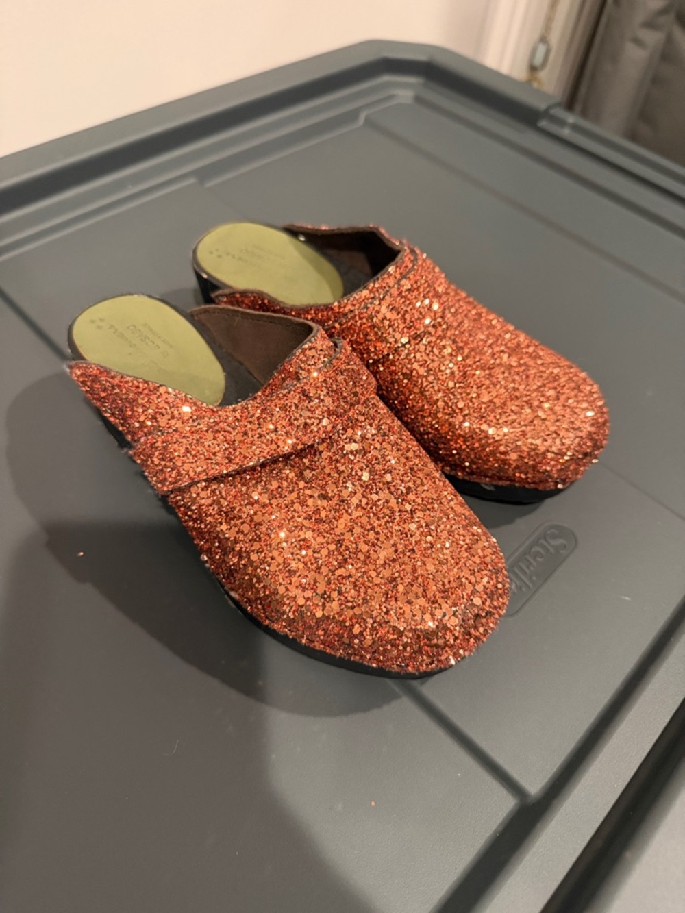 Kids Sparkle Slip-On Dress Shoes - Orange Glitter